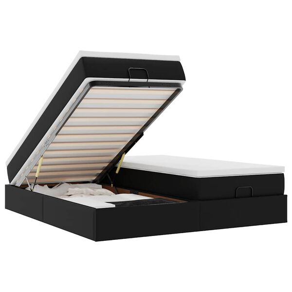 vidaXL Osmanský rám postele s matracmi čierna 160x200 cm umelá koža