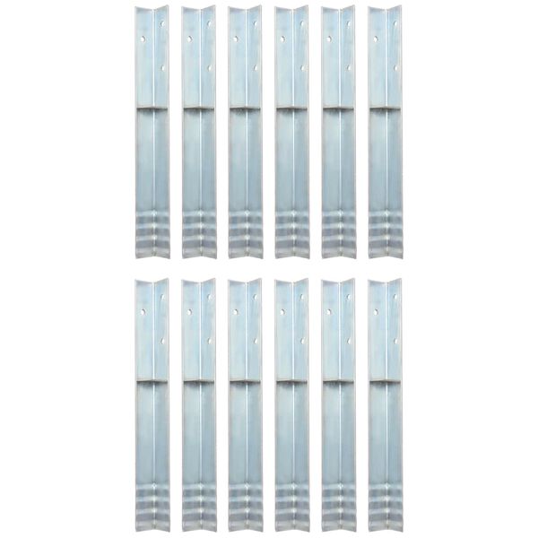 vidaXL Uzemňovacie kolíky v tvare písmena L, 12 ks, galvanizovaná oceľ 5x5x50 cm