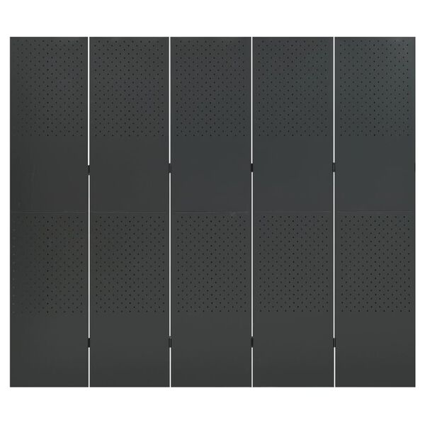 vidaXL Paraván s 5 panelmi, antracitový 200x180 cm oceľ