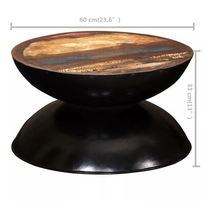 vidaXL Konferenčný stôl, recyklovaný masív,čierna základňa 60x60x33cm