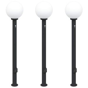vidaXL Stĺpikov&eacute; svetl&aacute; so senzorom a z&aacute;suvkou 3 ks 120 cm čierne IP44