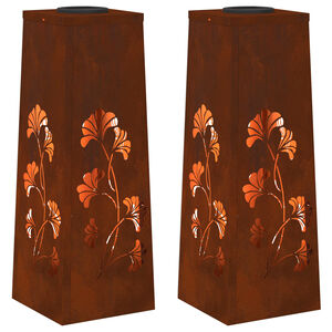 vidaXL Sol&aacute;rne LED svetlo na chodn&iacute;k 2 pcs Hrdzav&yacute;