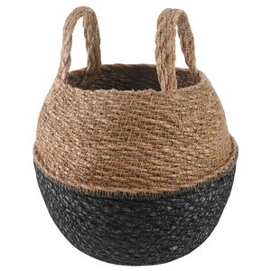 vidaXL Kvetin&aacute;č s uchami Čierna &Oslash; 22 x 20 cm 100% Morsk&aacute; tr&aacute;va