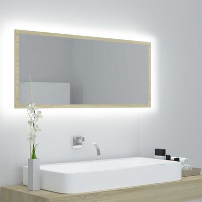 vidaXL LED kúpeľňové zrkadlo dubu sonoma 100x8,5x37 cm, akryl