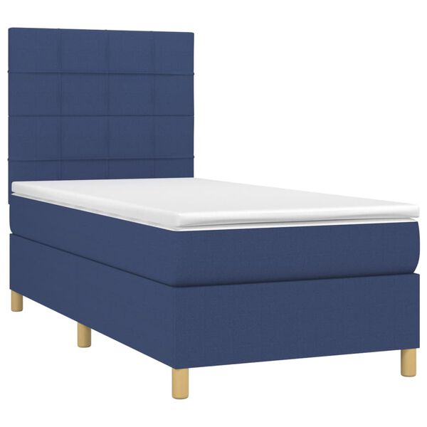 vidaXL Posteľn&yacute; r&aacute;m boxspring s matracom modr&yacute; 90x190 cm l&aacute;tka