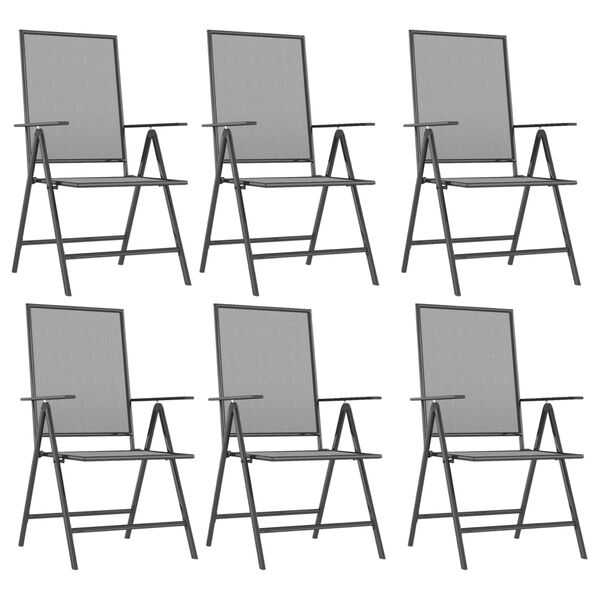 vidaXL 7-dielna záhradná jedálenská súprava oceľová antracitová