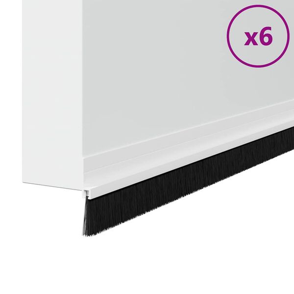 vidaXL Samolepiace tesnenia dver&iacute; s kefou 6 pcs Biela 100 cm