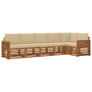 vidaXL S&uacute;pravy pohoviek 6 pcs Pr&iacute;rodn&aacute; a b&eacute;žov&aacute; Pevn&eacute; ak&aacute;ciov&eacute; drevo