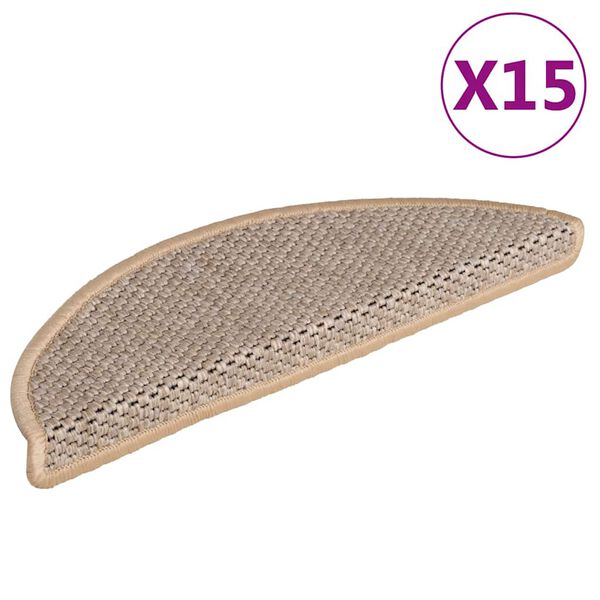 vidaXL Samolepiace nášľapy na schody vzhľad sisalu 15 ks 56x17x3 cm