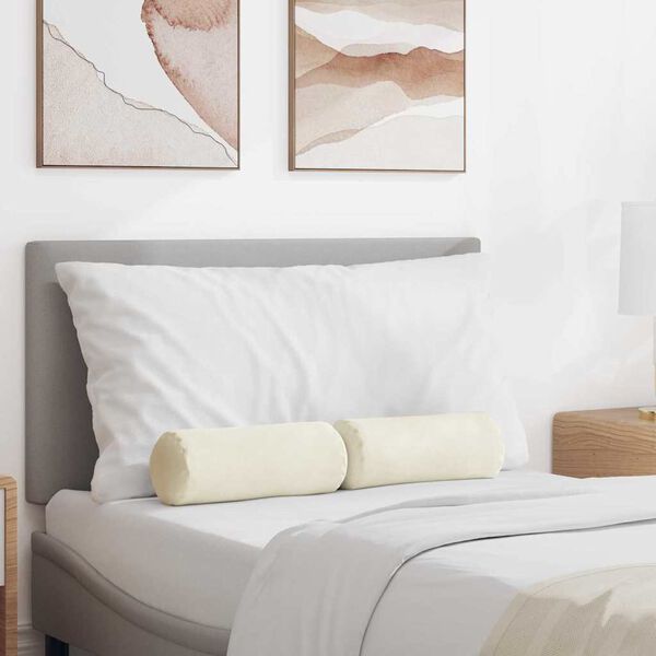 vidaXL Podložkové vankúše 2 pcs Krémová Ø 15 x 40 cm Kordúrová tkanina