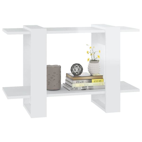 vidaXL Knižnica/deliaca stena lesklá biela 80x30x51 cm