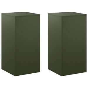 vidaXL Stojan na rastliny 2 pcs Olivovo zelen&aacute; 40 x 40 x 80 cm Oceľ