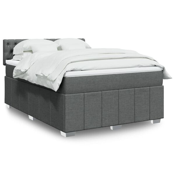 vidaXL Boxspring posteľ s matracom tmavosiv&aacute; 140x190 cm l&aacute;tka