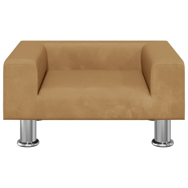 vidaXL Detská pohovka, hnedá 50x40x26,5 cm, zamat