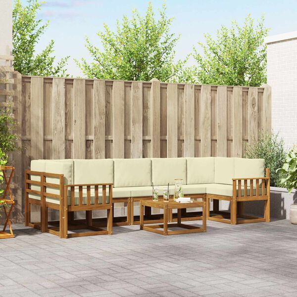 vidaXL Z&aacute;hradn&aacute; s&uacute;prava gaučov s vank&uacute;&scaron;om 8 pcs Pr&iacute;rodn&aacute; a kr&eacute;mov&aacute;