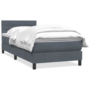 vidaXL Posteľn&yacute; r&aacute;m boxspring s matracom tmavosiv&yacute; 80x220 cm zamat