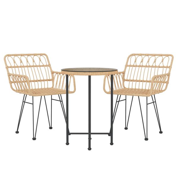 vidaXL 3-dielna záhradná jedálenská súprava z polyratanu