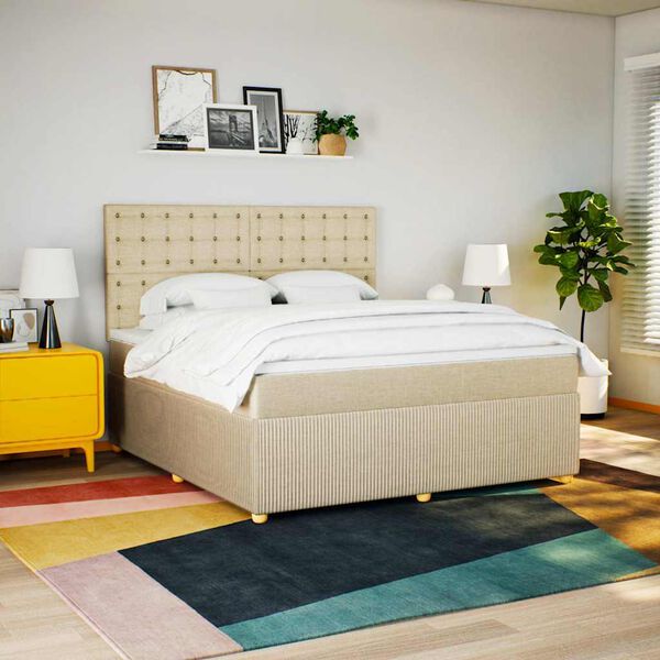 vidaXL Posteľn&yacute; r&aacute;m boxspring s matracom kr&eacute;mov&yacute; 180x200 cm l&aacute;tka