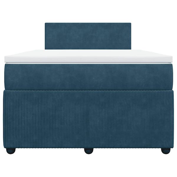 vidaXL Posteľn&yacute; r&aacute;m boxsping s matracom, modr&aacute; 120x190 cm, zamat