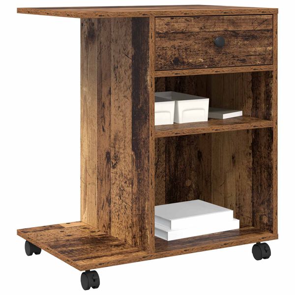 vidaXL Stojan na tlačiareň so z&aacute;suvkou Star&eacute; drevo 60 x 40 x 68.5 cm