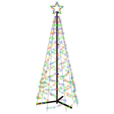 vidaXL Vianočný stromček, kužeľ, farebný 200 LED 70x180 cm