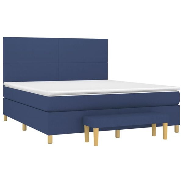 vidaXL Posteľn&yacute; r&aacute;m boxspring s matracom modr&yacute; 160x200 cm l&aacute;tka