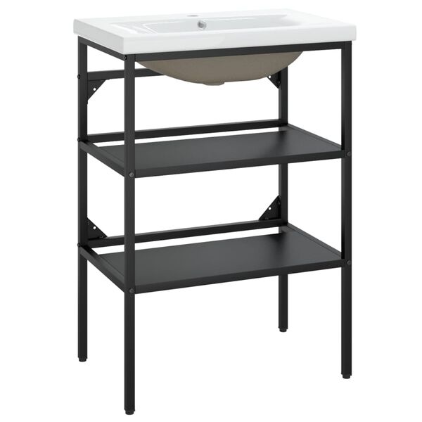 vidaXL R&aacute;m um&yacute;vadla do k&uacute;peľne so zabudovan&yacute;m um&yacute;vadlom čierny železo