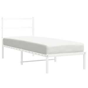 vidaXL Kovov&yacute; r&aacute;m postele bez matraca s čelom biely 75x190cm