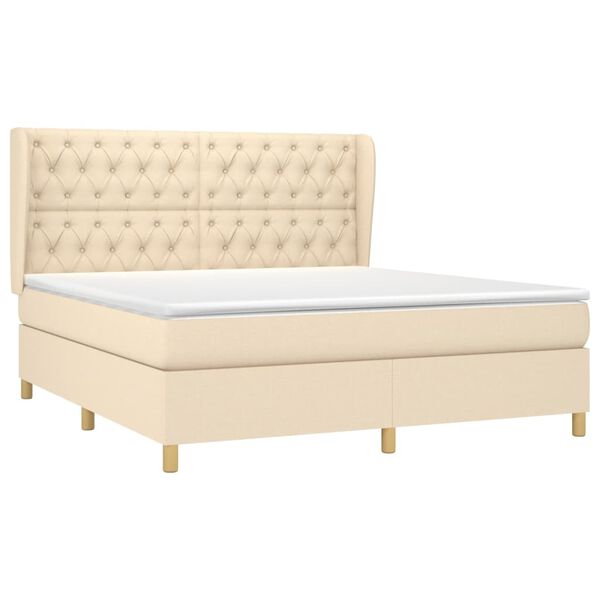 vidaXL Posteľn&yacute; r&aacute;m boxspring s matracom kr&eacute;mov&yacute; 160x200 cm l&aacute;tka