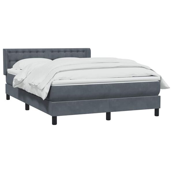 vidaXL Posteľn&yacute; r&aacute;m boxspring s matracom tmavosiv&yacute; 140x210 cm zamat