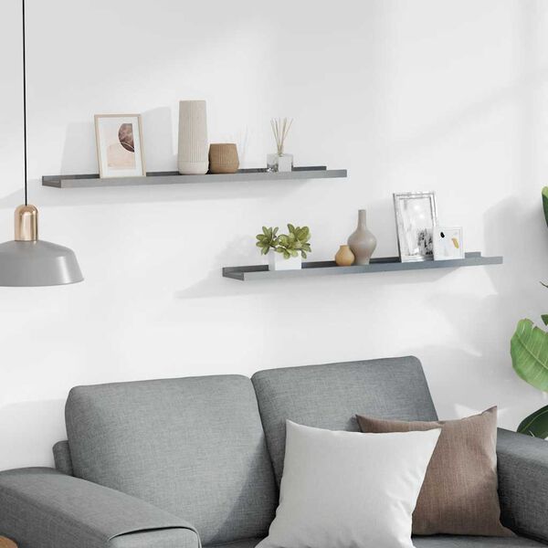 vidaXL Poličky na zarámované obrázky 2 ks šedé 80x9x3 cm MDF