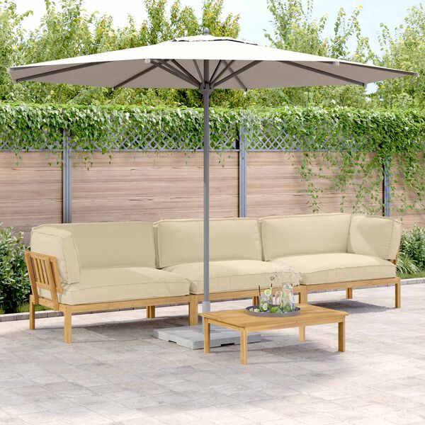 vidaXL Sada pohoviek s vank&uacute;&scaron;om 4 pcs B&eacute;žov&aacute; Pevn&eacute; ak&aacute;ciov&eacute; drevo