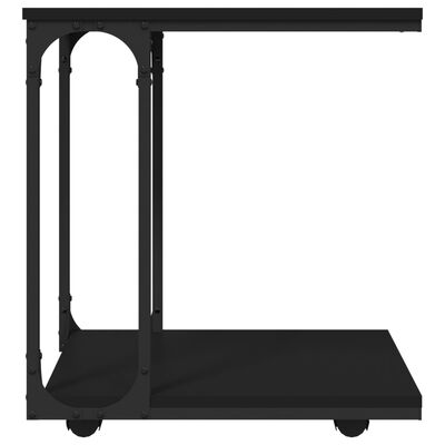 vidaXL Bočný stolík s kolieskami čierny 50x35x55,5 cm kompozitné drevo
