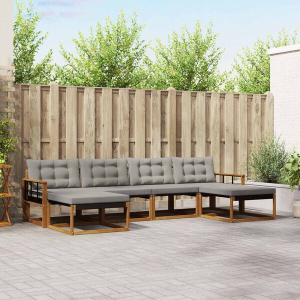 vidaXL Z&aacute;hradn&aacute; s&uacute;prava gaučov s vank&uacute;&scaron;om 6 pcs Pr&iacute;rodn&aacute; a svetlosiv&aacute;