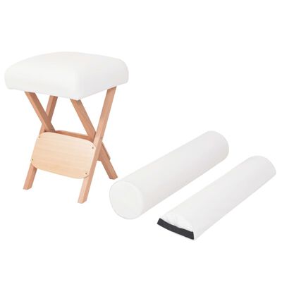 vidaXL Sklápacia masérska stolička s 12 cm hrubým sedadlom a 2 podložkami biela