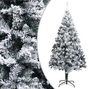 vidaXL Umel&yacute; vianočn&yacute; stromček, zasnežen&yacute;, zelen&yacute; 210 cm, PVC