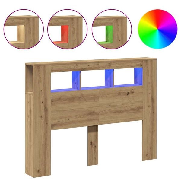 vidaXL Čelo s LED dub artisan 140x18,5x103,5 cm kompozitn&eacute; drevo