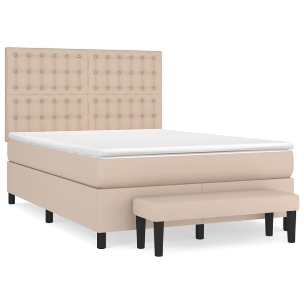 vidaXL Boxspring posteľ s matracom kapuč&iacute;nov&aacute; 140x190 cm umel&aacute; koža