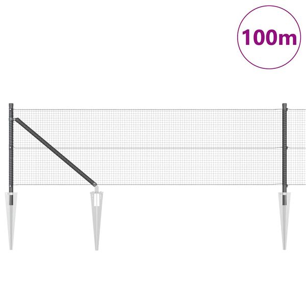 vidaXL Stĺp na plot. Siv&aacute; 100 x 0,5 m (16 x 16 mm sieť) Ocel a PVC