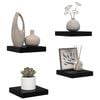 vidaXL Pl&aacute;vaj&uacute;ce n&aacute;stenn&eacute; police 4ks, leskl&eacute; čierne 23x23,5x3,8cm, MDF