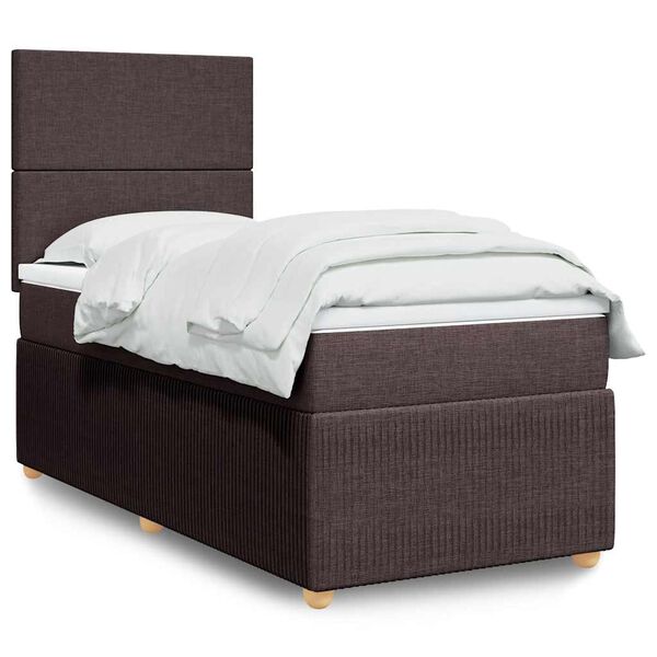 vidaXL Boxspring posteľ s matracom tmavohned&aacute; 90x190 cm l&aacute;tka