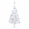 vidaXL Osvetlen&yacute; umel&yacute; vianočn&yacute; stromček s guľami, biely 120 cm, PVC