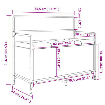 vidaXL Úložná lavička hnedý dub 85,5x42x73,5 cm kompozitné drevo