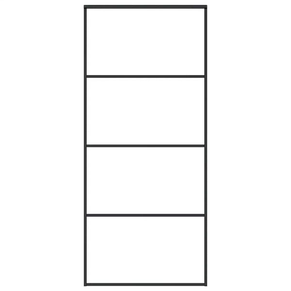 vidaXL Posuvné dvere nepriehľadné ESG sklo a hliník 90x205 cm čierne