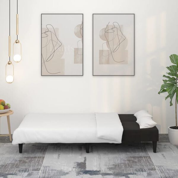 vidaXL 2-miestna rozkladacia pohovka čierna tkanina z mikrovl&aacute;kna