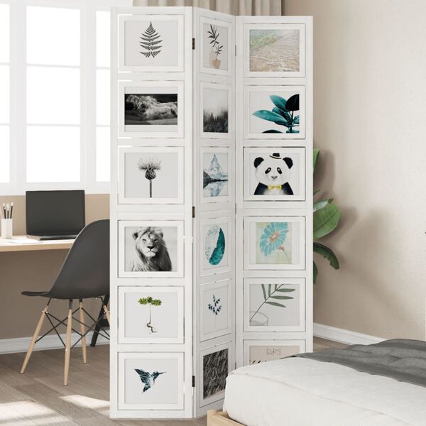 vidaXL Paraván 3 panely biely masívne drevo paulovnie