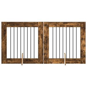 vidaXL Br&aacute;na pre psov so stojanmi 2 pcs Dymov&yacute; dub 80 x 80 cm