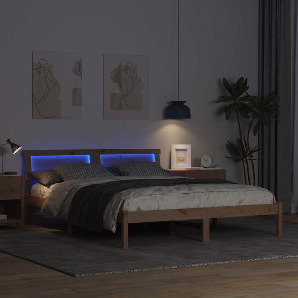 vidaXL R&aacute;m postele Hned&aacute; 160 x 200 cm Mas&iacute;vne borovicov&eacute; drevo