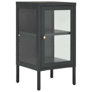 vidaXL Komoda antracitov&aacute; 38x35x70 cm kov a sklo