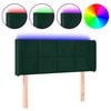 vidaXL Čelo postele s LED tmavozelen&eacute; 83x16x78/88 cm zamat
